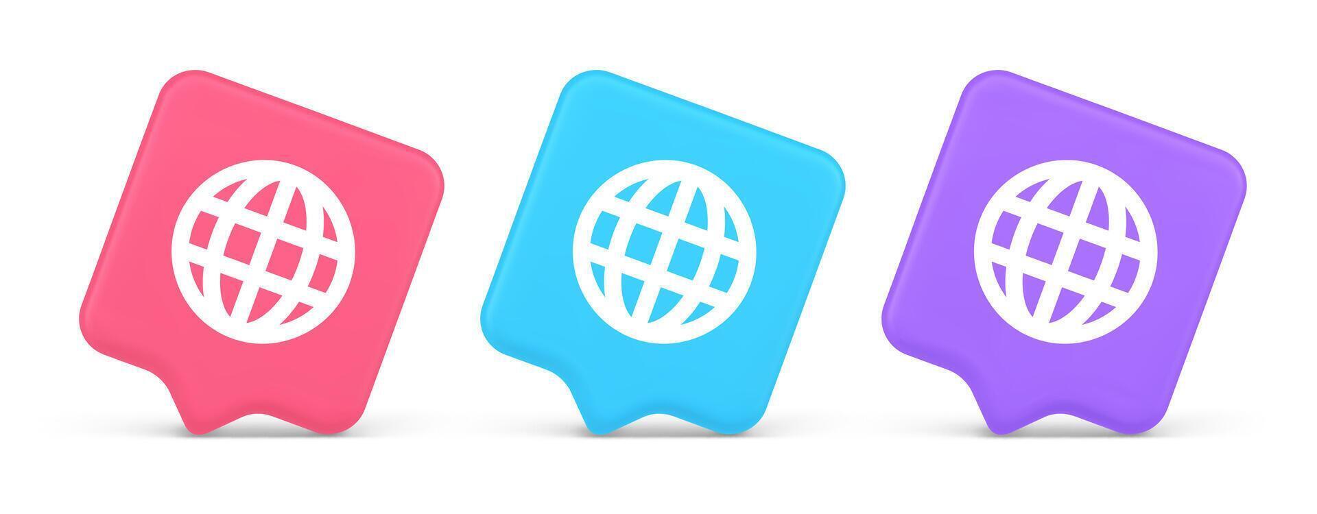 Internet connection global browsing information button cyberspace data search 3d speech bubble icon vector