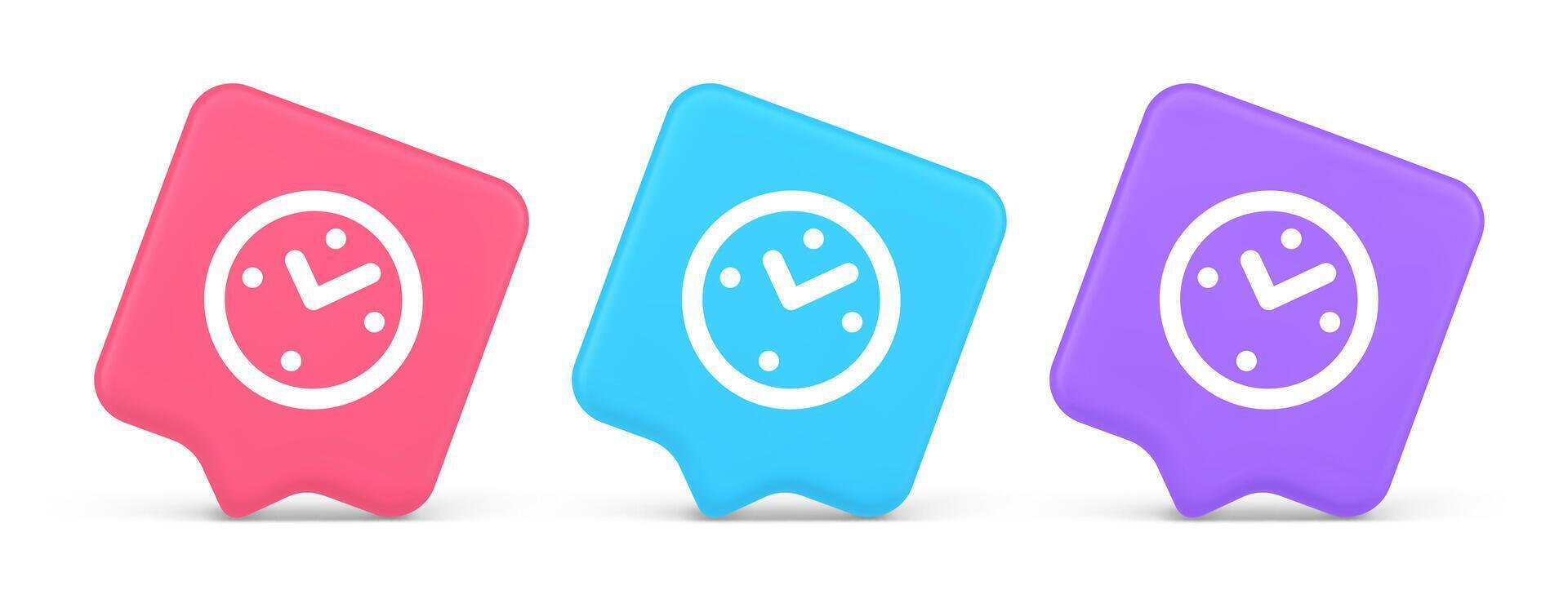 Alarm clock time countdown button deadline measurement 3d realistic speech bubble icon vector