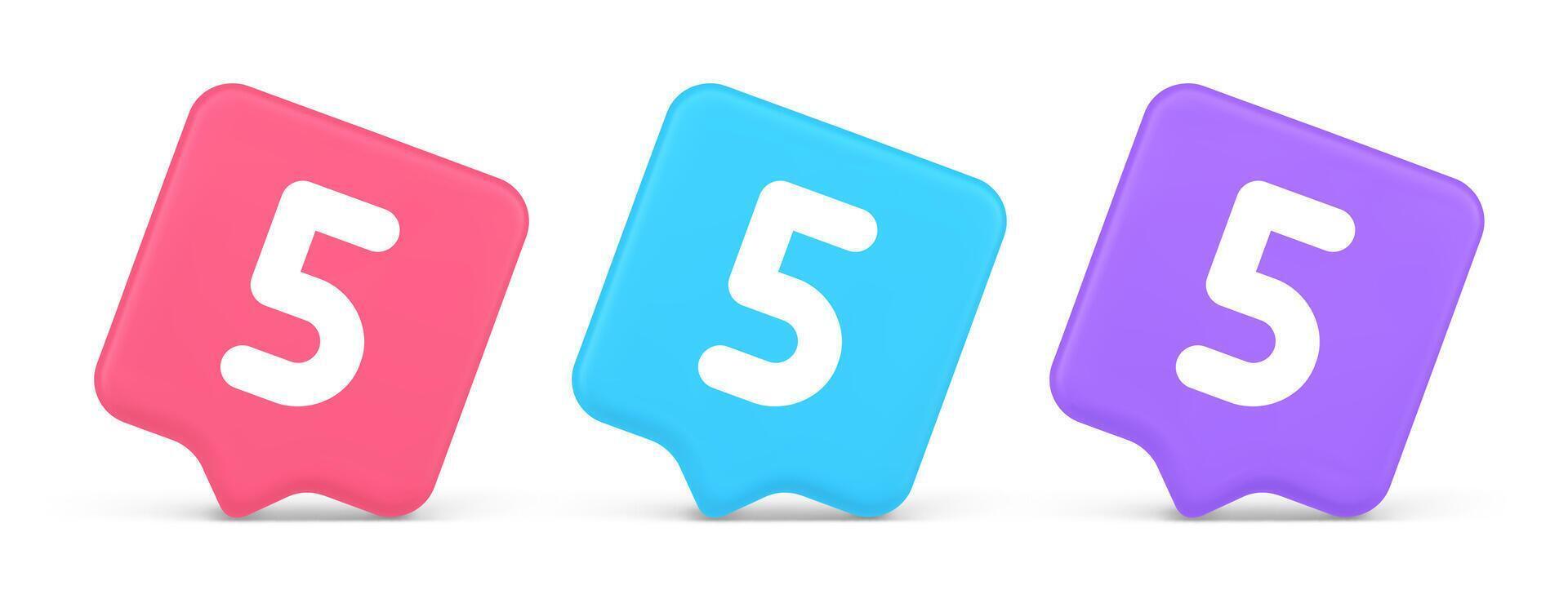 Five character calculator keyboard button financial counting 3d realistic speech bubble icon vector