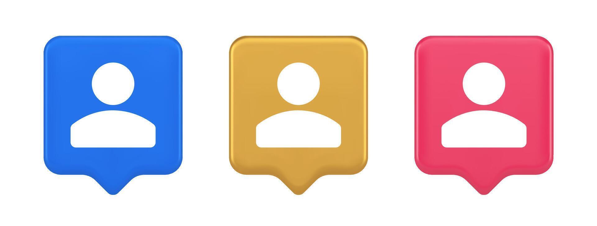 Contact staff call button corporate member communication chat internet service 3d speech bubble icon vector