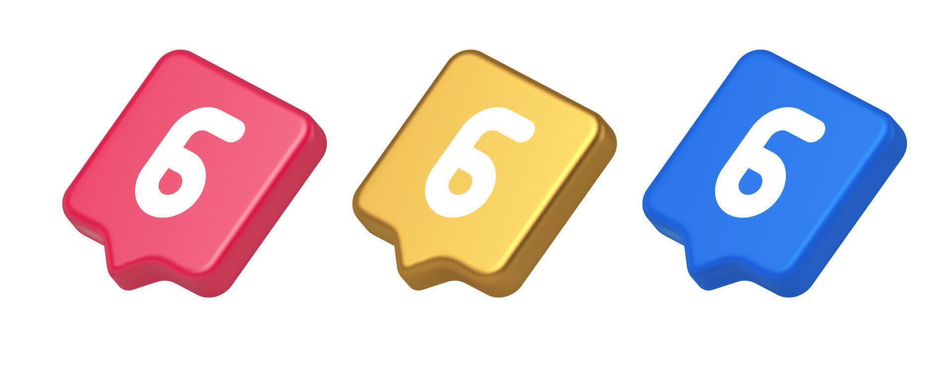 Six button number calculator finance counting user interface keyboard panel 3d speech bubble icon vector