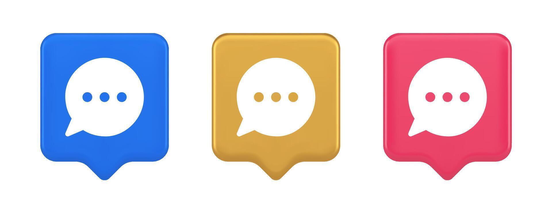 Think bubble chat button online dialogue social network communication 3d realistic speech bubble icon vector