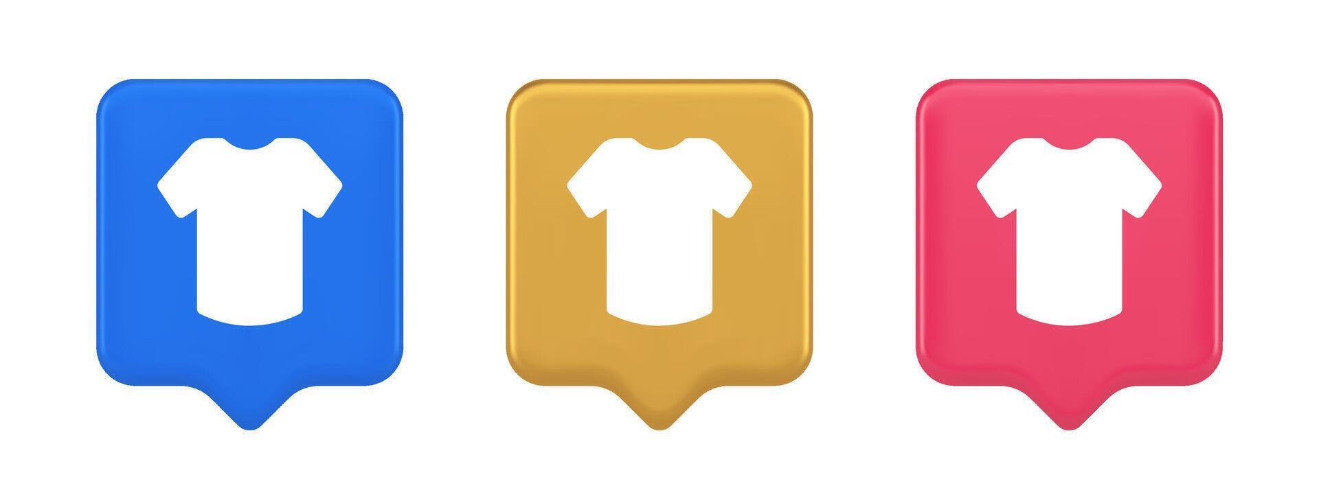 T shirt online shopping button internet order purchasing 3d realistic speech bubble icon vector