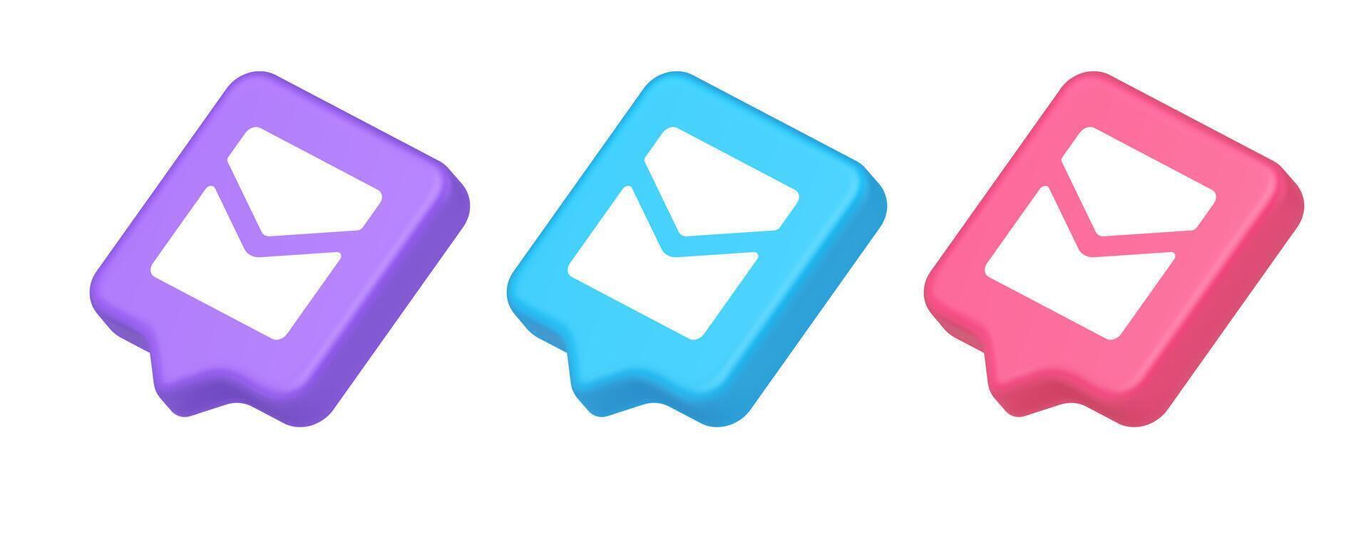 Email letter incoming message closed envelope mobile application button 3d realistic speech bubble isometric icon vector