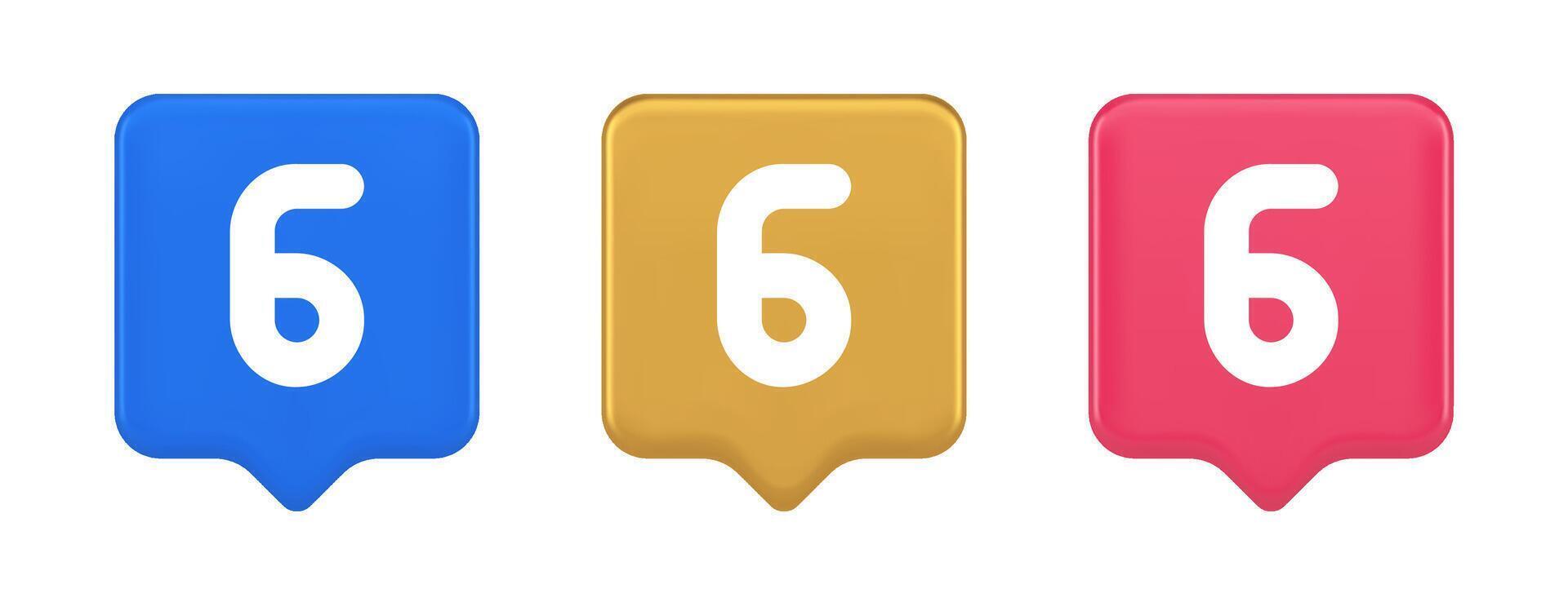 Six button number calculator finance counting user interface keyboard panel 3d speech bubble icon vector