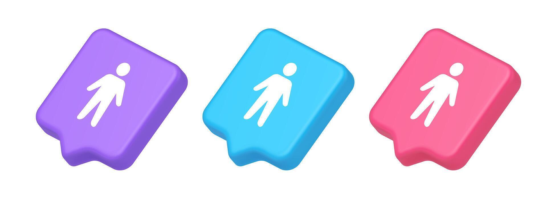 People member user button unrecognizable person human body web application 3d realistic speech bubble isometric icon vector