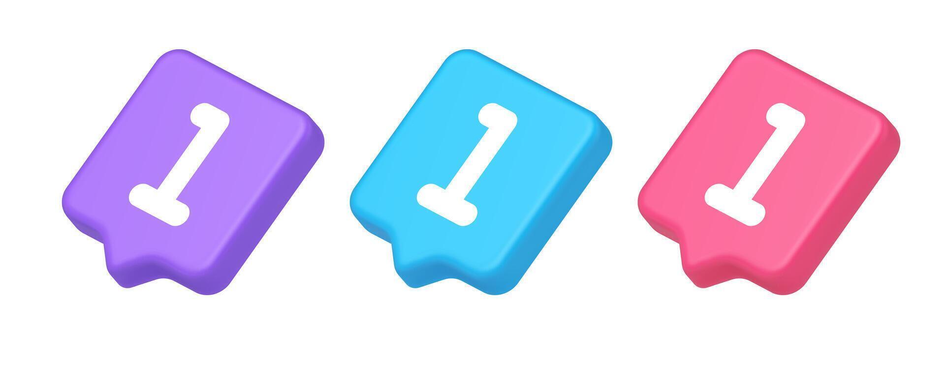 One number button finance counting panel keyboard user interface 3d realistic speech bubble isometric icon vector