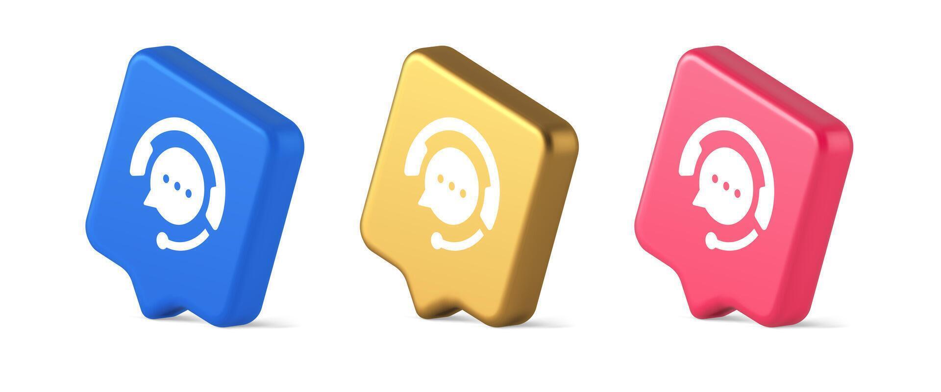 Customer support live chat service button information messaging consulting 3d speech bubble isometric icon vector