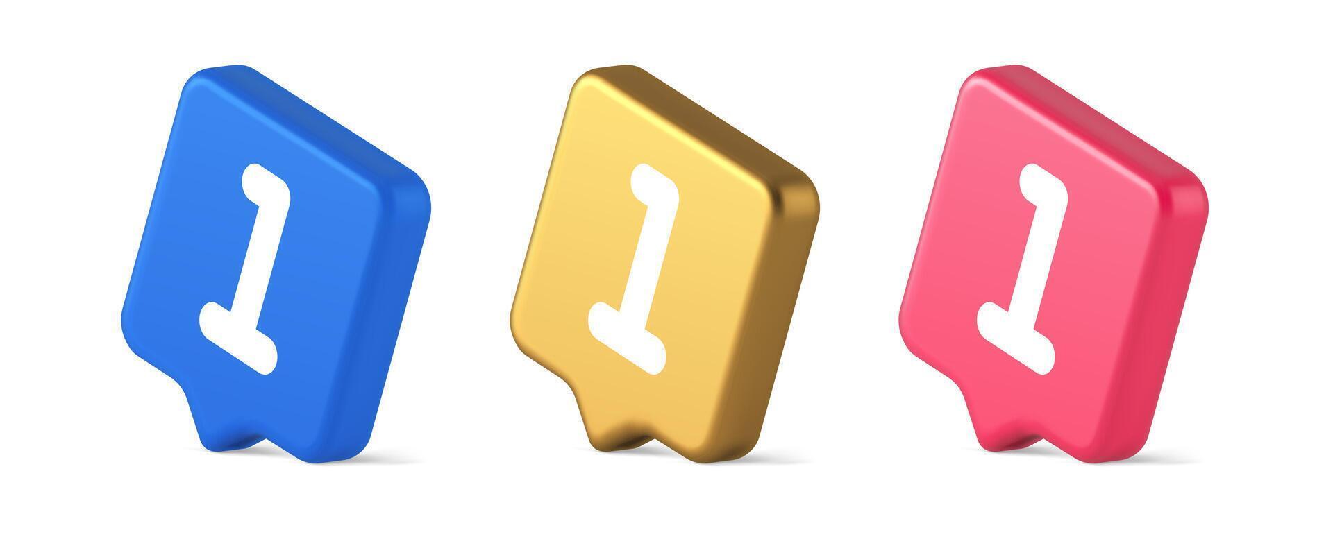 One number button finance counting panel keyboard user interface 3d realistic speech bubble isometric icon vector