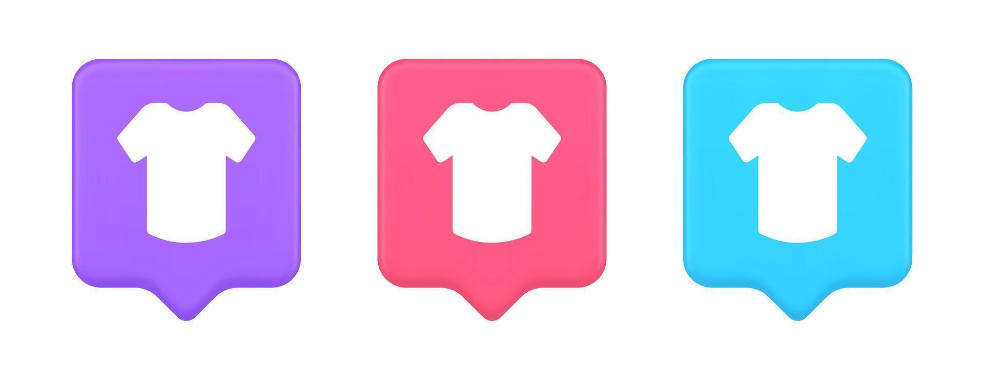 T shirt online shopping button internet order purchasing 3d realistic speech bubble icon vector