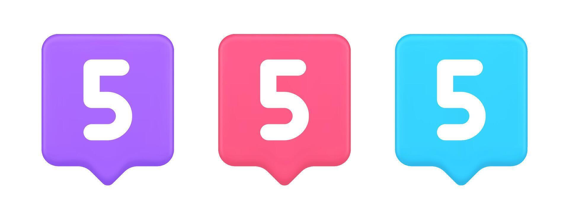 Five character calculator keyboard button financial counting 3d realistic speech bubble icon vector