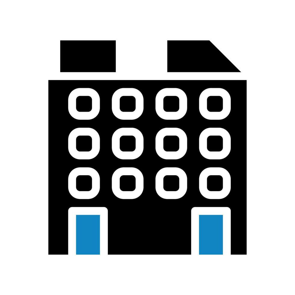 Building icon solid blue black illustration vector