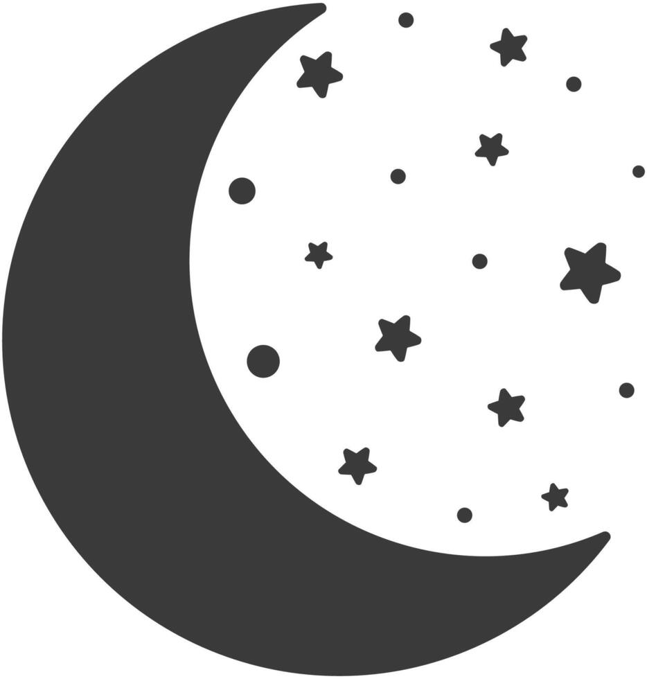 Flat illustration of moon and stars isolated on white background. vector