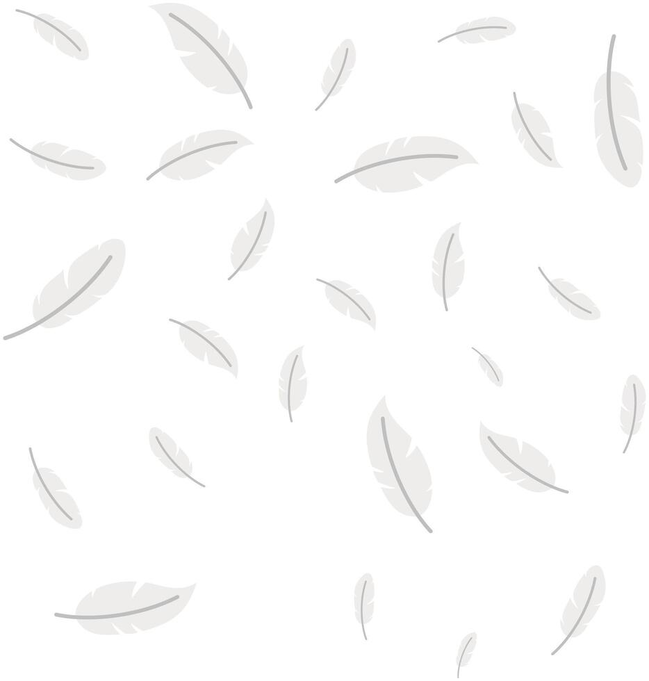 Flat illustration of falling feathers isolated on white background. vector