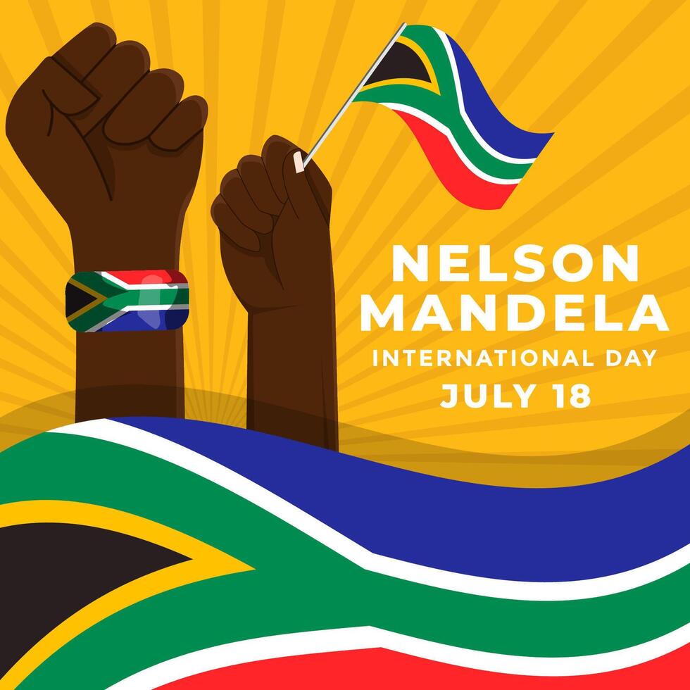 flat design illustration for nelson mandela international day vector