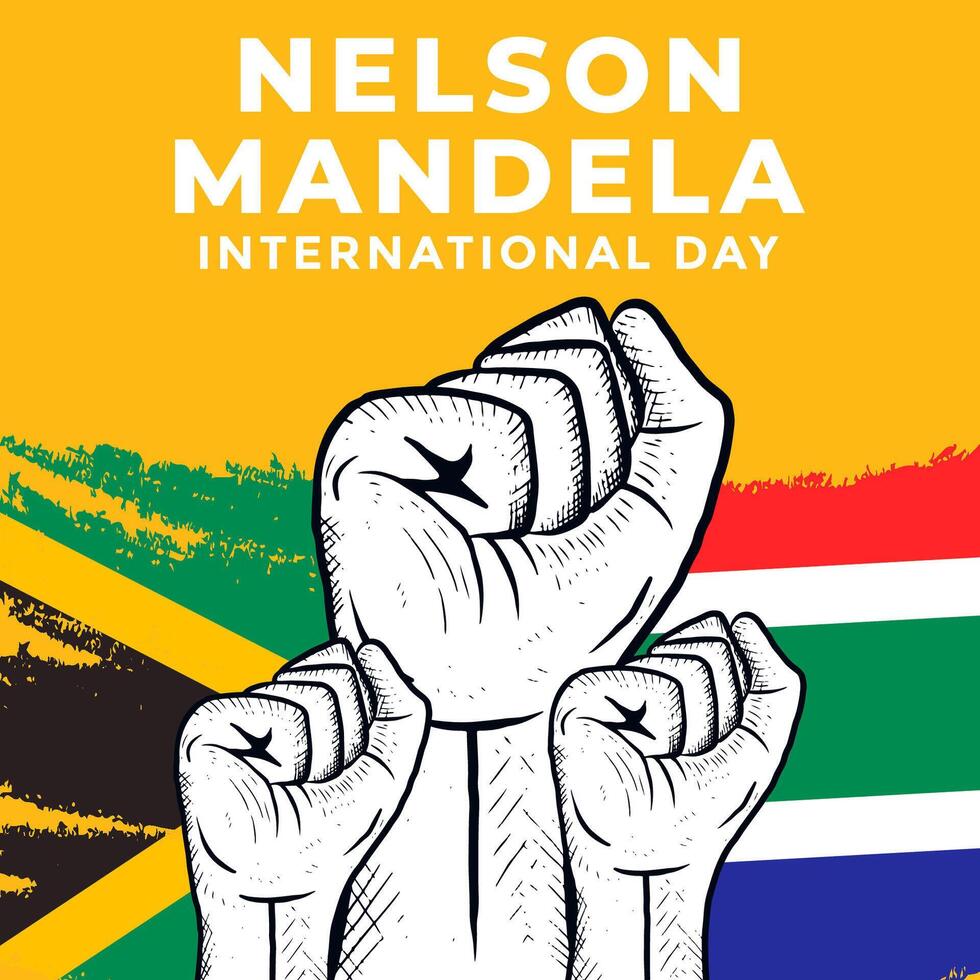 nelson mandela international day illustration in hand drawn design vector