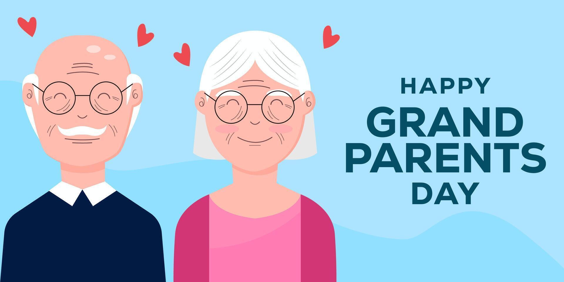 happy grandparents day horizontal banner illustration vector