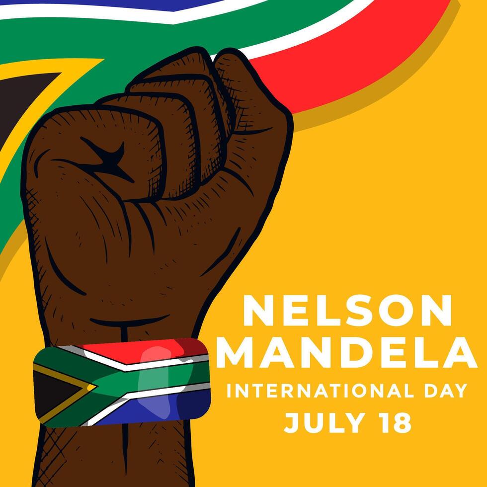 hand drawn nelson mandela international day illustration vector