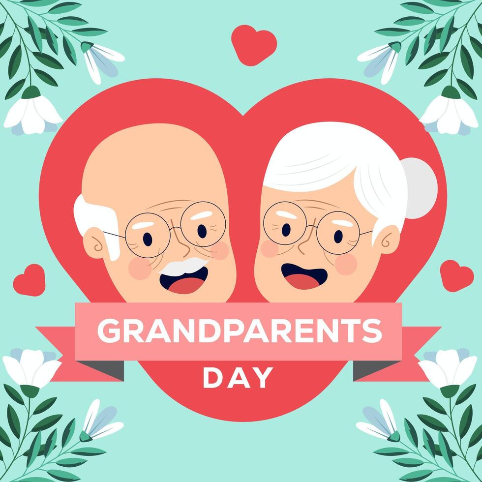 happy grandparents day illustration in flat style design vector