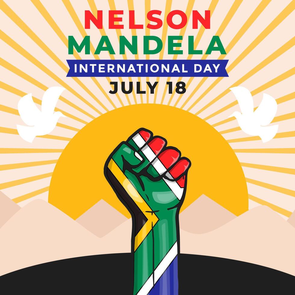 illustration to celebrate nelson mandela international day vector