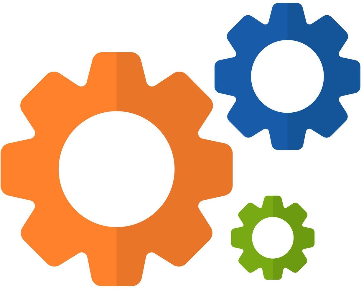Three gear flat icon isolated on white background. vector