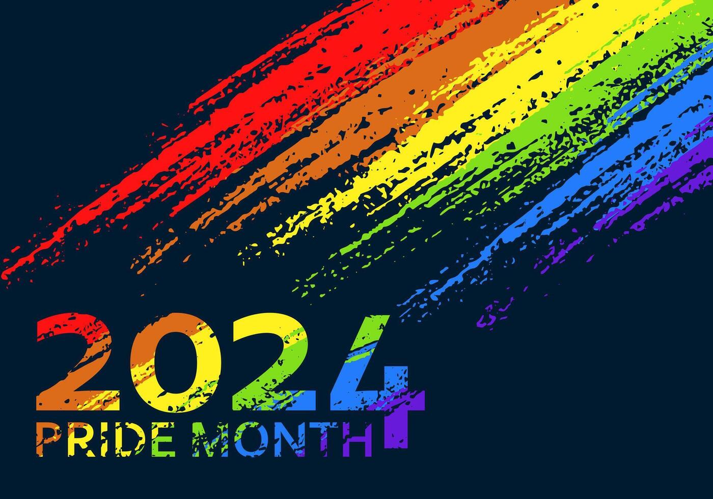 Celebrate LGBT Pride Month 2024. Colorful Rainbow Pride Elements for Banner, Greeting Card, Poster, Social Media vector
