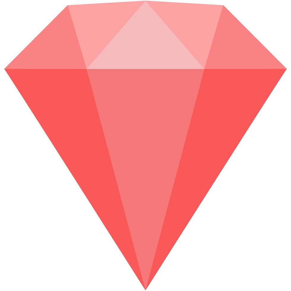 Flat illustration of red diamond gem isolated on white background. vector