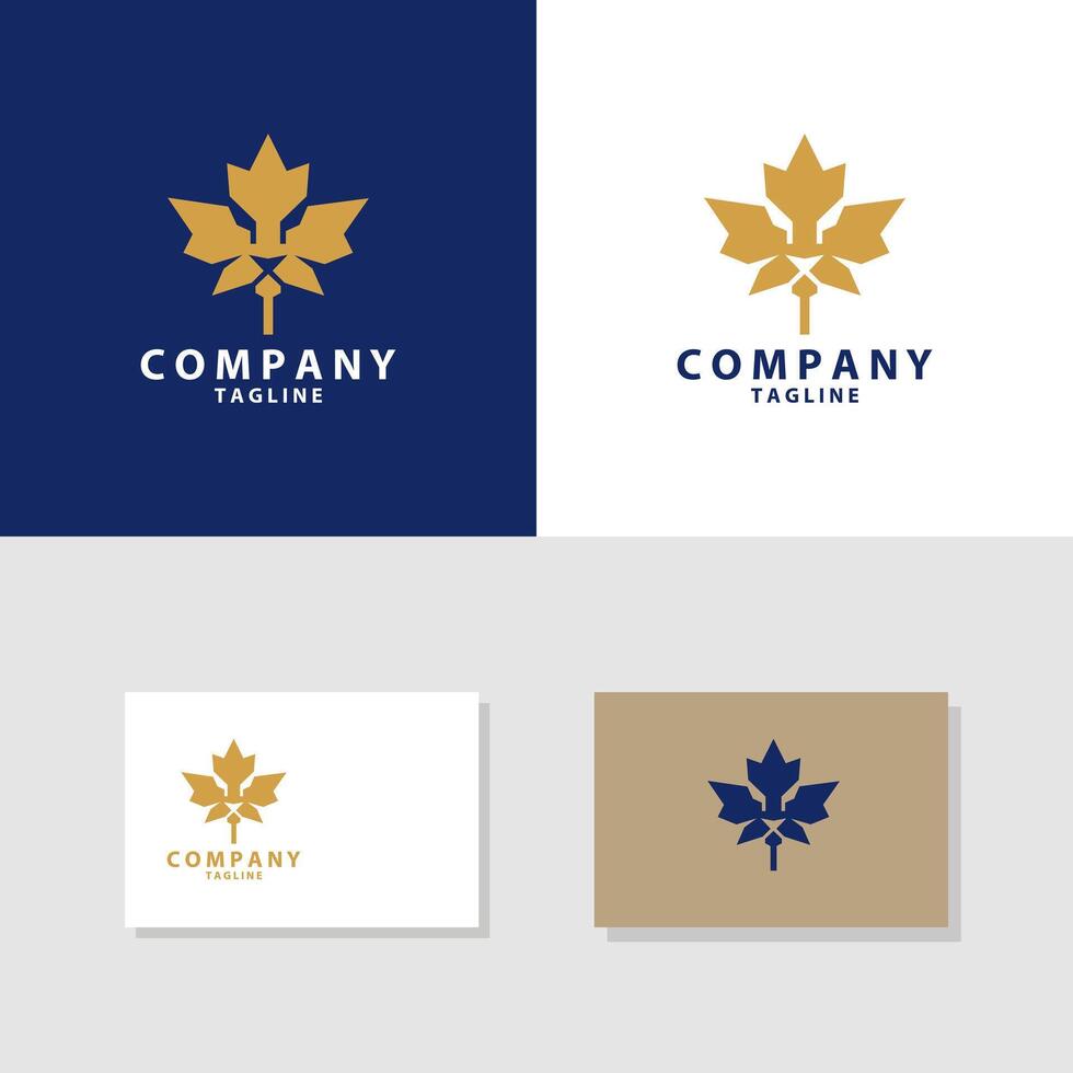 maple leaf lion head abstract logo design vector