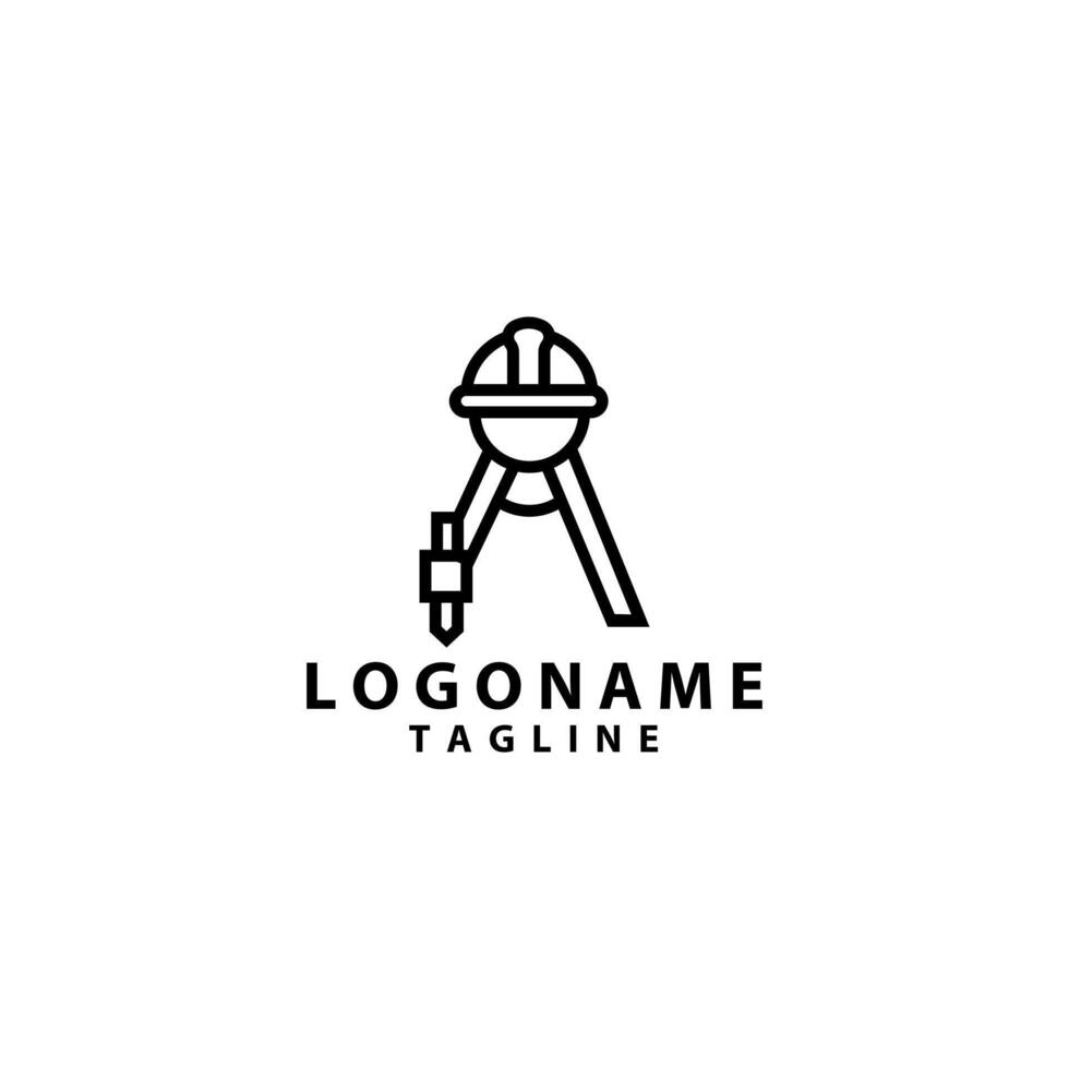 head helmet architect anchor logo design vector