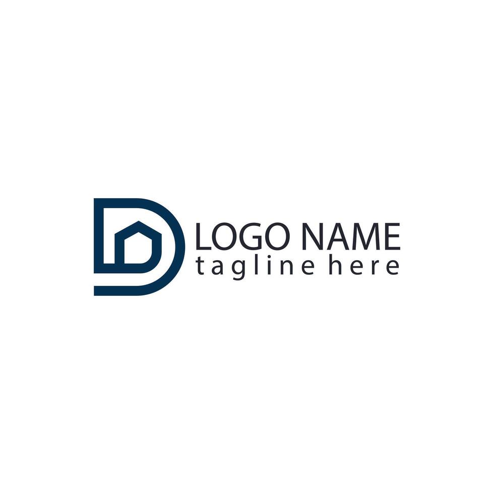 initial letter D home concept logo design vector