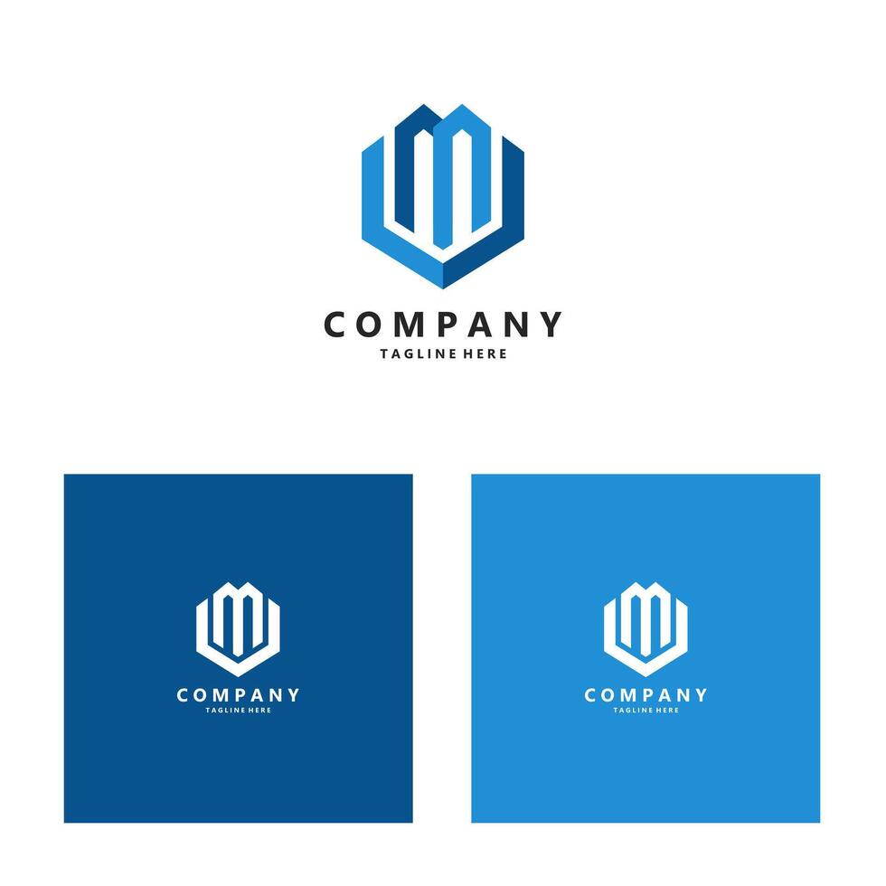 initial letter MV hexagon concept logo design vector