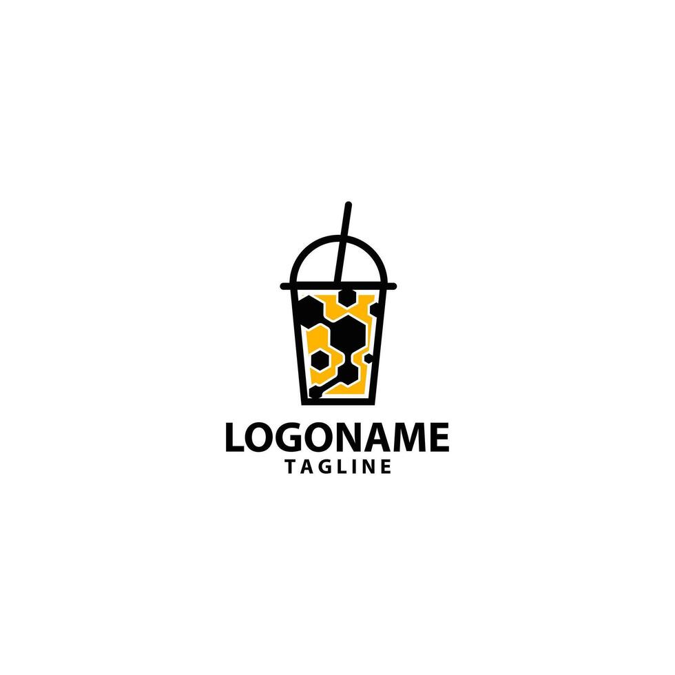 honey comb drink logo design vector