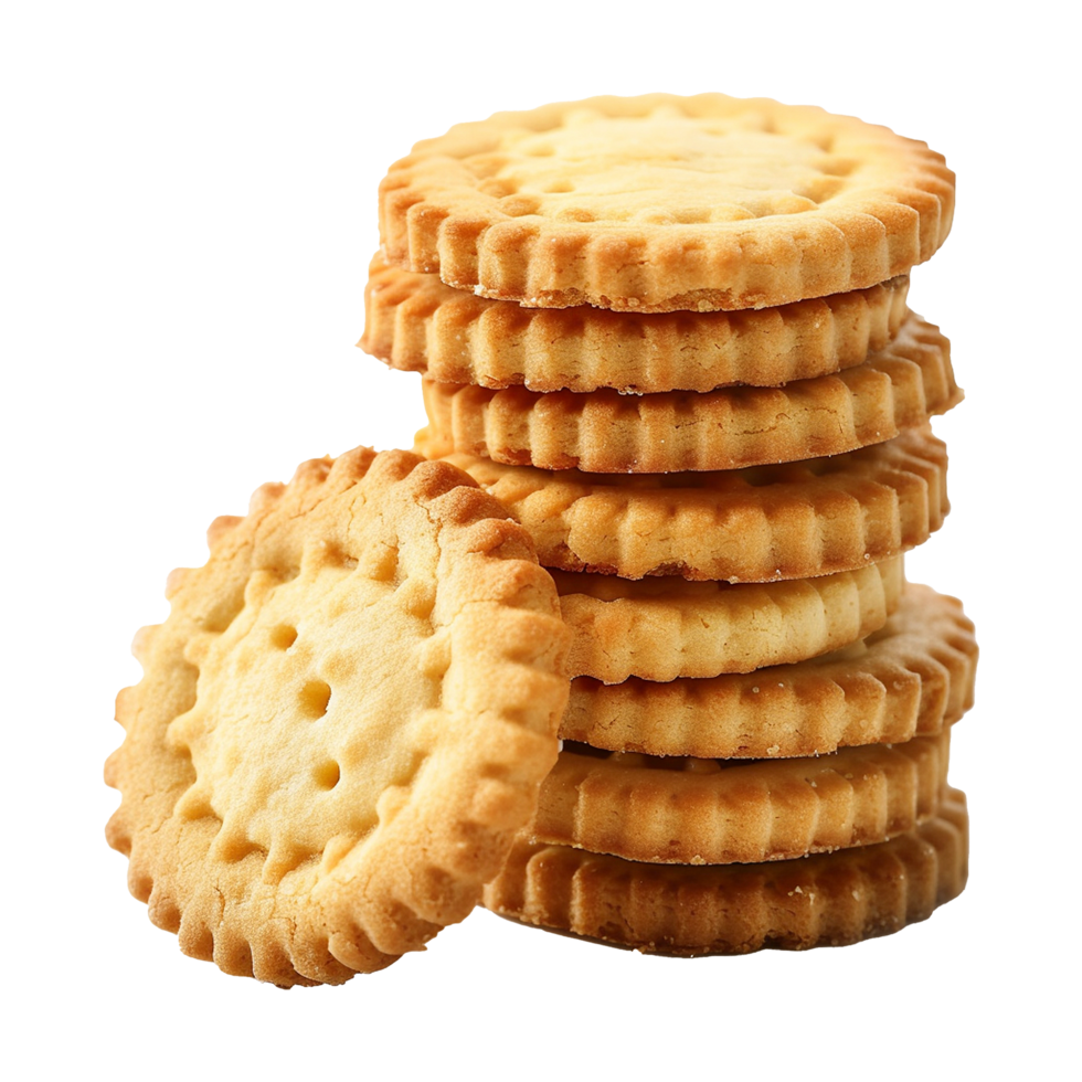 Butter cookies biscuit with wheat isolated on transparent background png