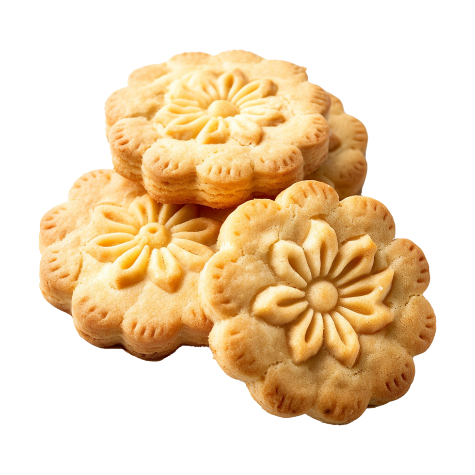 Butter cookies biscuit with wheat isolated on transparent background png