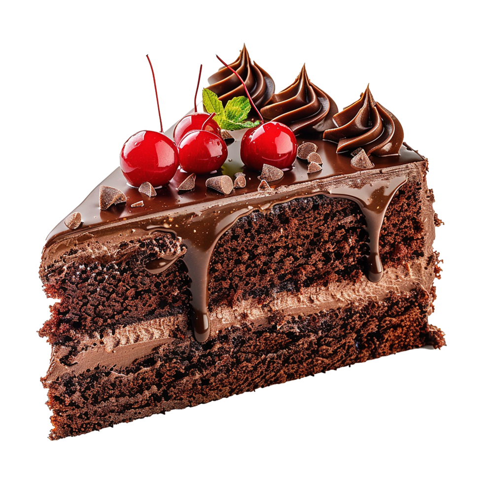 Chocolate velvet cake isolated on transparent background png