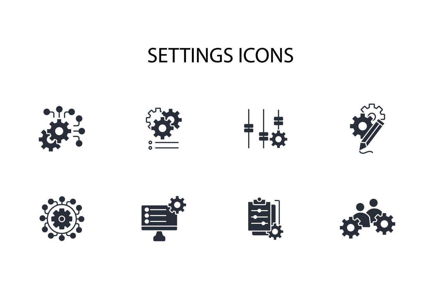 Settings icon set..Editable stroke.linear style sign for use web design,logo.Symbol illustration. vector