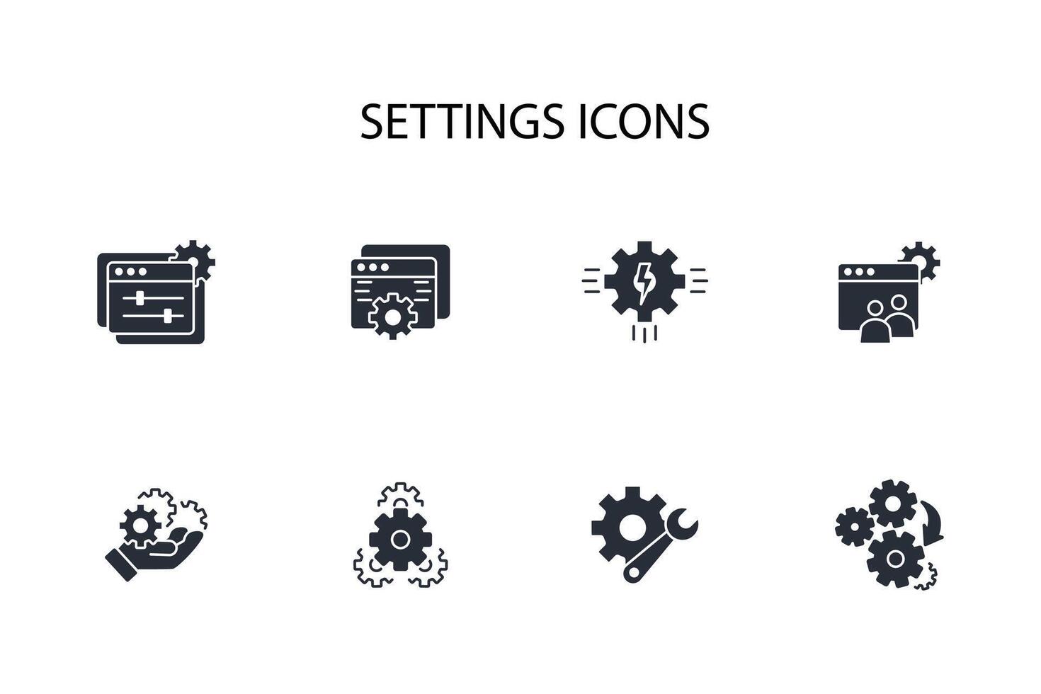 Settings icon set..Editable stroke.linear style sign for use web design,logo.Symbol illustration. vector