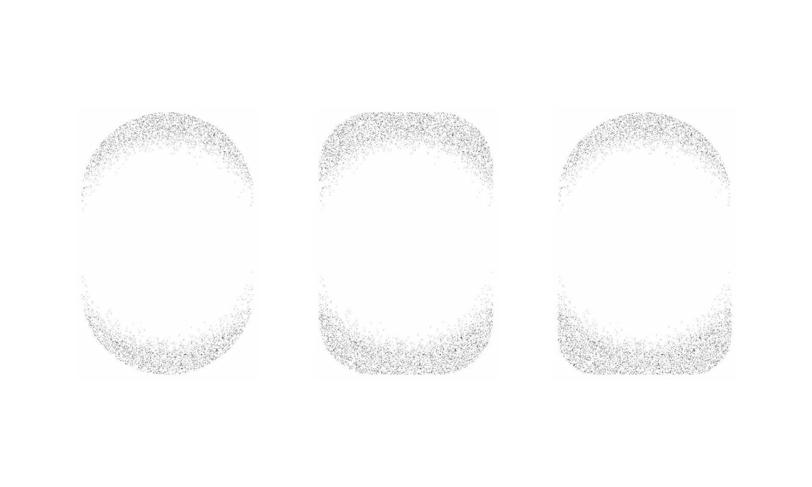 Set of illustrations of white speech bubbles on a white background. Black and white gradient-striped texture. 3 Spherical shape with dotted noise pattern vector