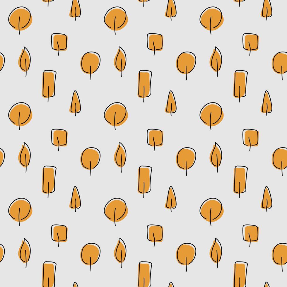 Tree Autumn Seamless Pattern Design vector