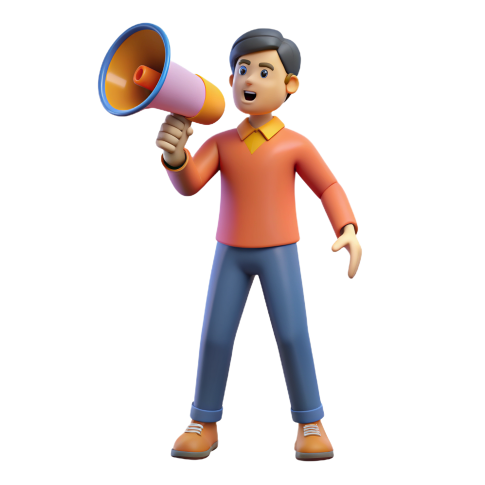 Man with Megaphone 3d png