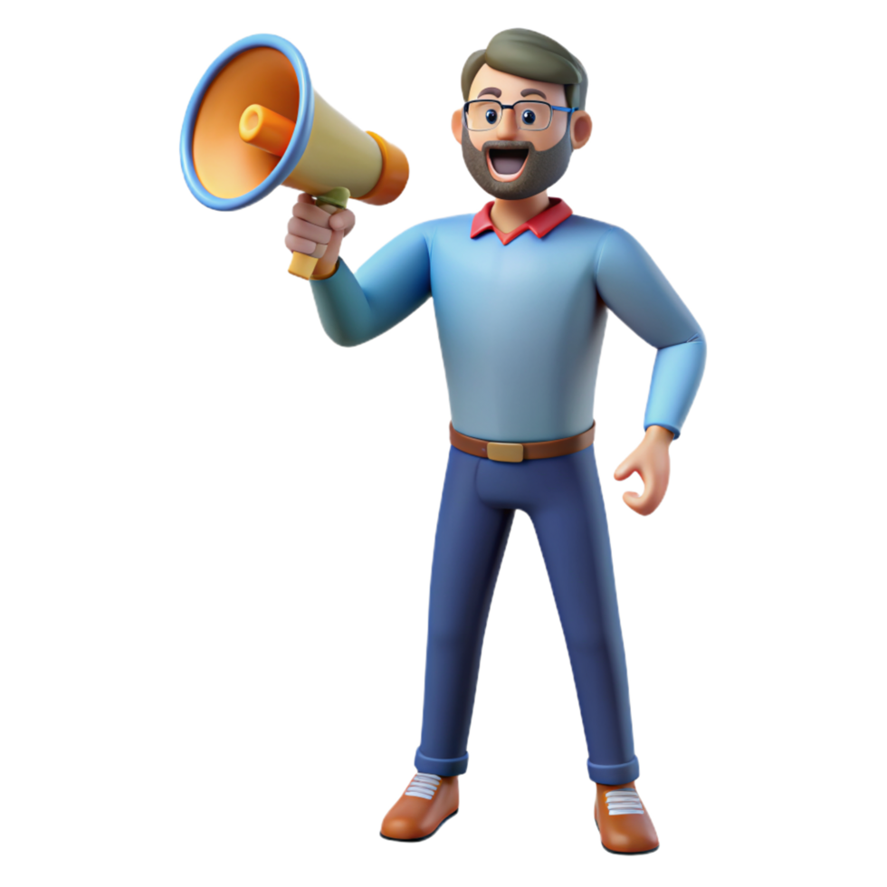 Man with Megaphone 3d Concept png