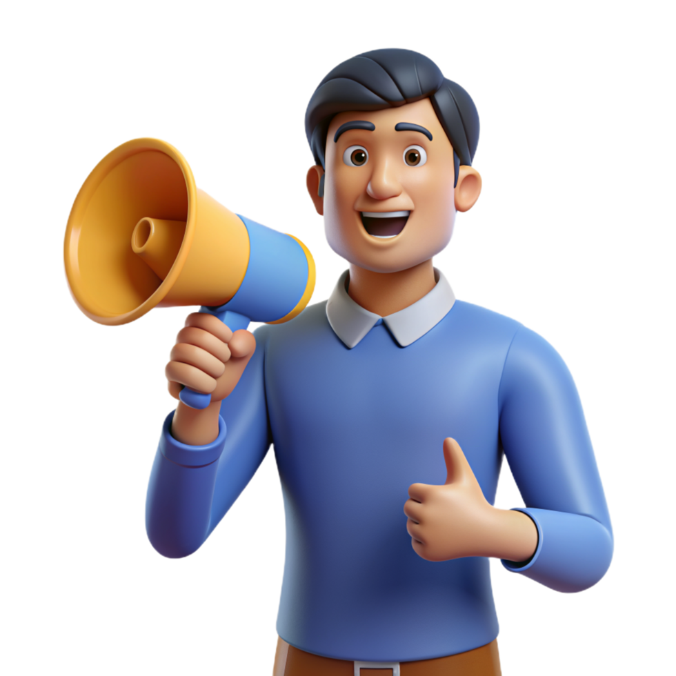 Man with Megaphone 3d Person png