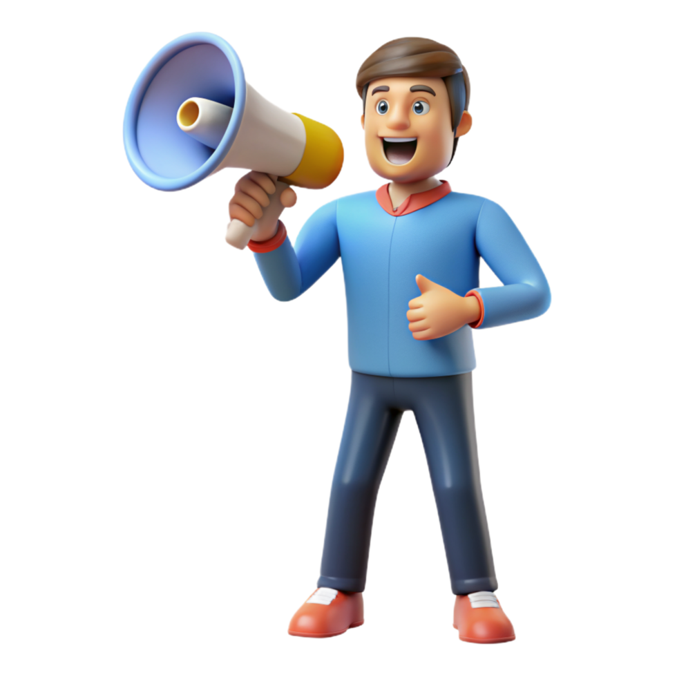Man with Megaphone 3d Graphic png