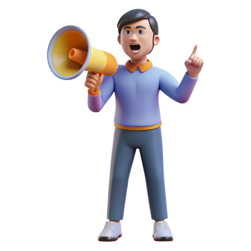 Man with Megaphone 3d Rendering png