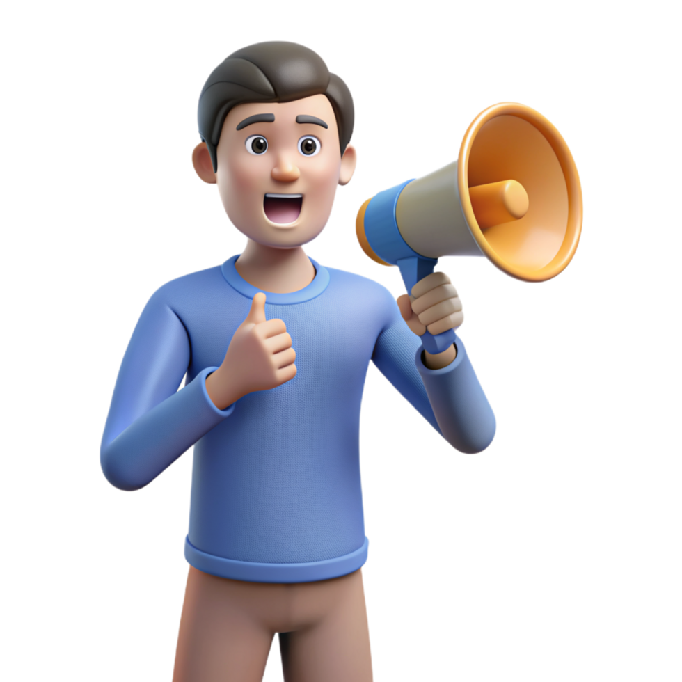 Man with Megaphone 3d Illustration png