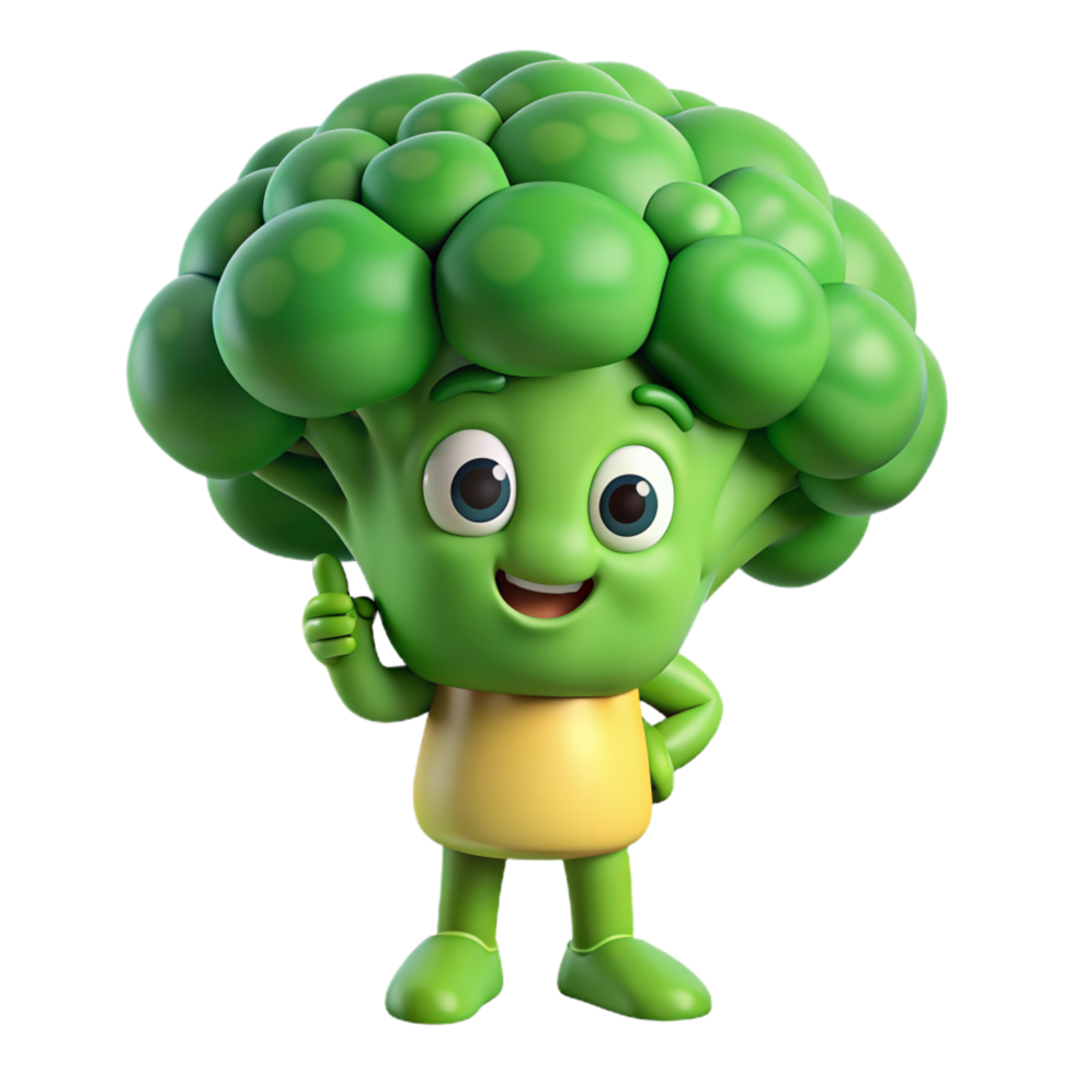 Broccoli Mascot 3d Render png