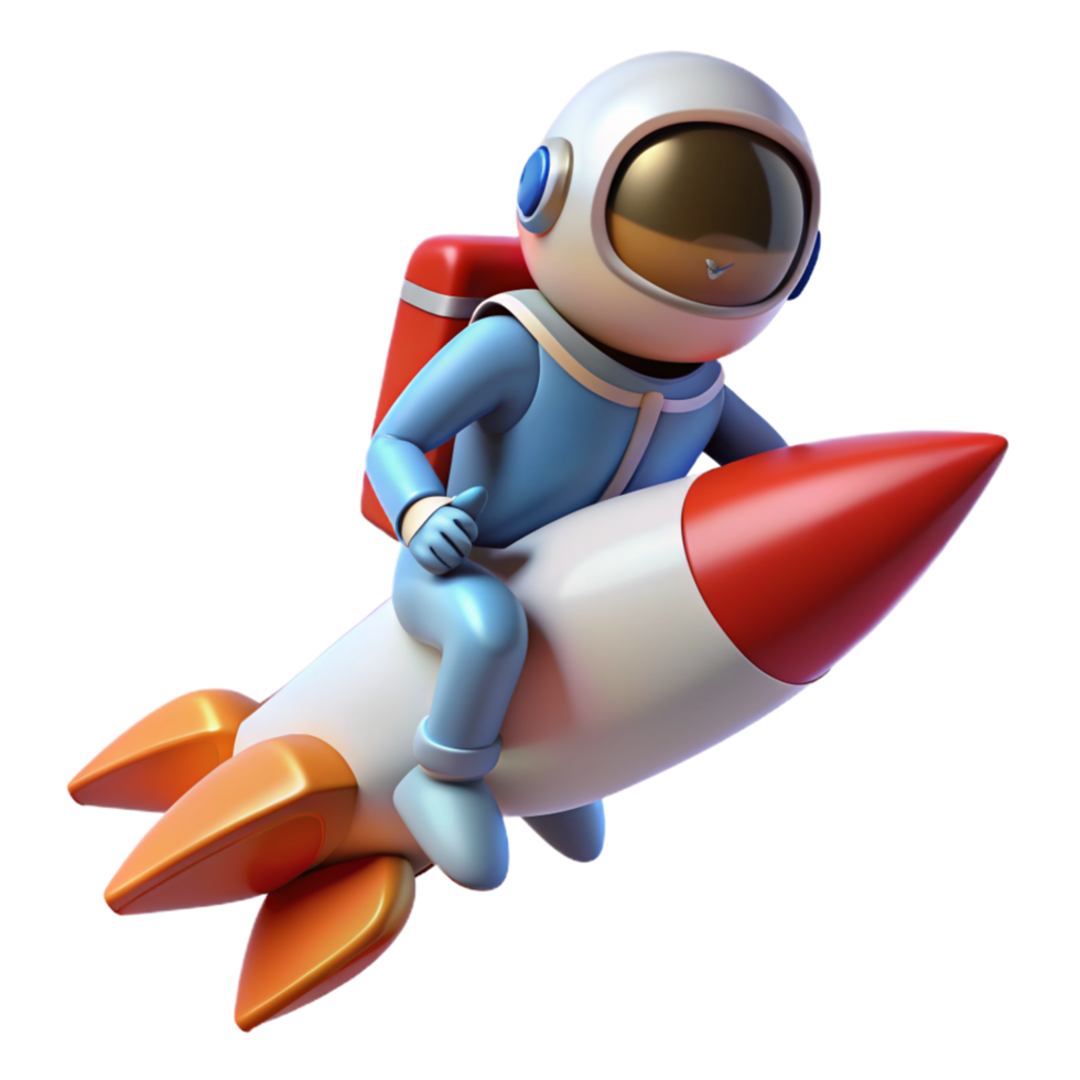 Astronaut Riding Rocket 3d Concept png
