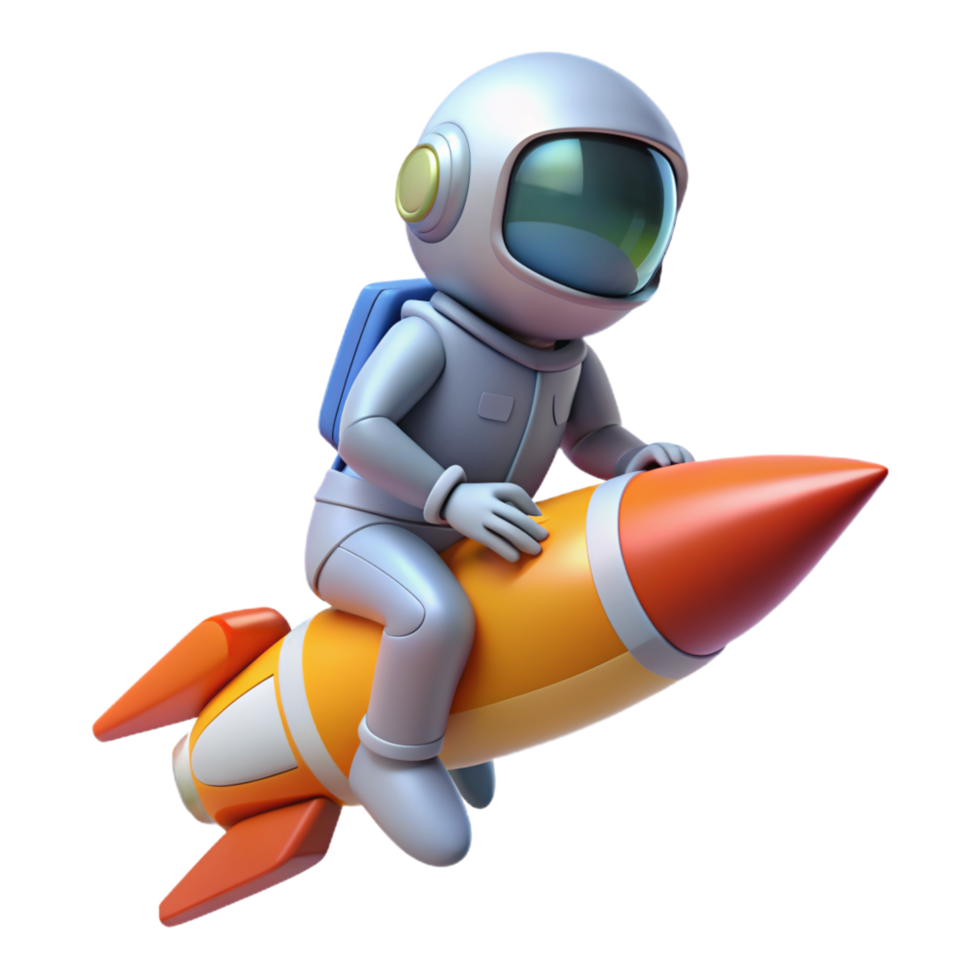 Astronaut Riding Rocket 3d Render png