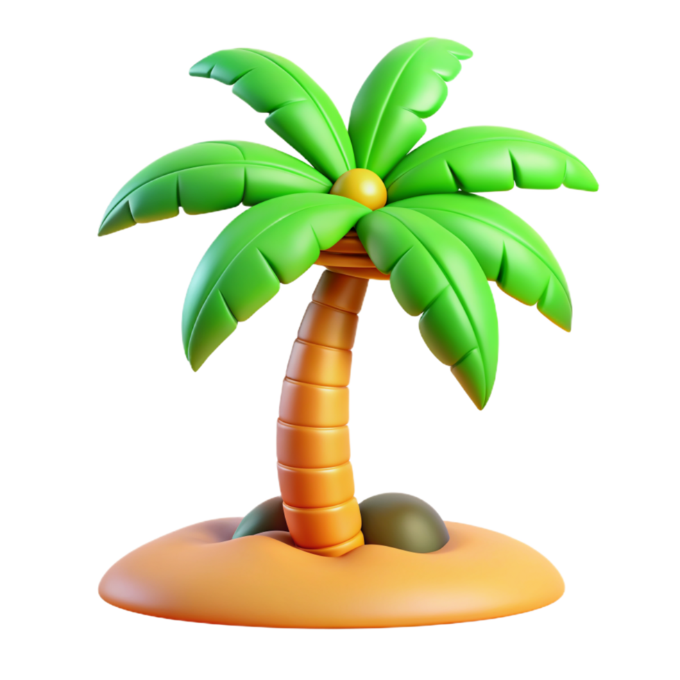 playa palma árbol 3d concepto png