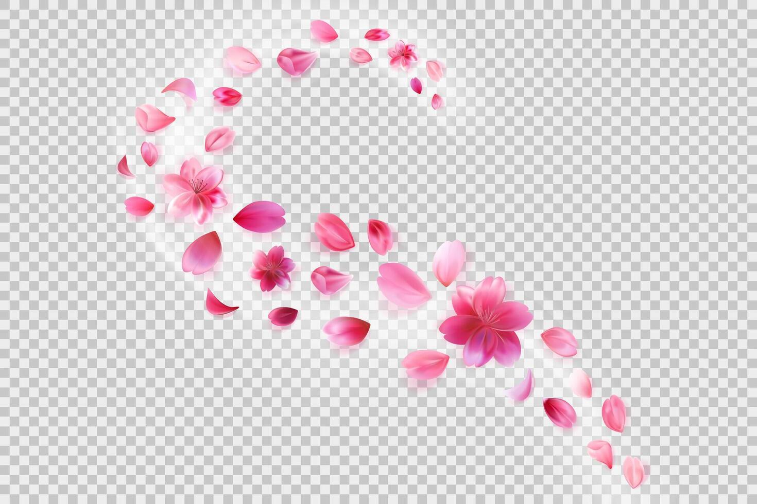 flying sakura petals. Flower decoration on background. vector